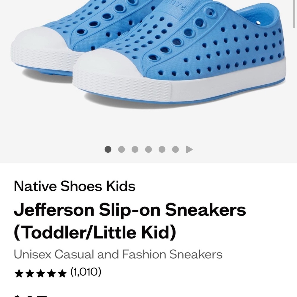 Toddler Size 5 - LIKE NEW!!!! Native Shoes Kids Aqua Blue Shoes